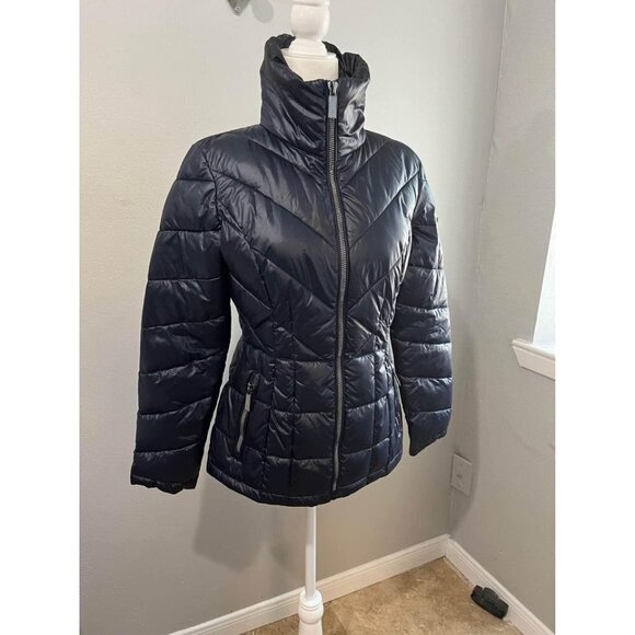 Kenneth Cole Navy Puffer Jacket Navy Blue Size XS - Picture 2 of 9